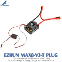Hobbywing EZRUN MAX8-V3-T PLUG 150A Water-proof Brushless ESC with T Plug for 1/8 Touring Car, Buggy, Truggy and Monster Truck